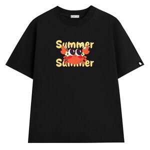 New Black 'Summer' Crab Graphic Tee Unisex size S